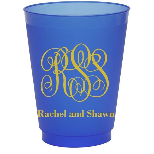 Large Script Monogram with Text Colored Shatterproof Cups